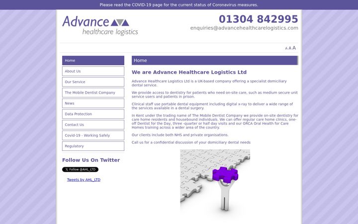 Screenshot of advancehealthcarelogistics.com