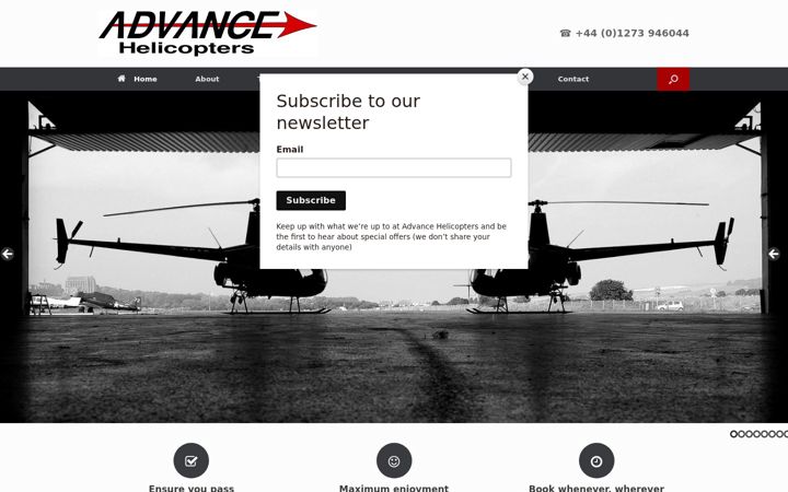 Screenshot of advancehelicopters.com