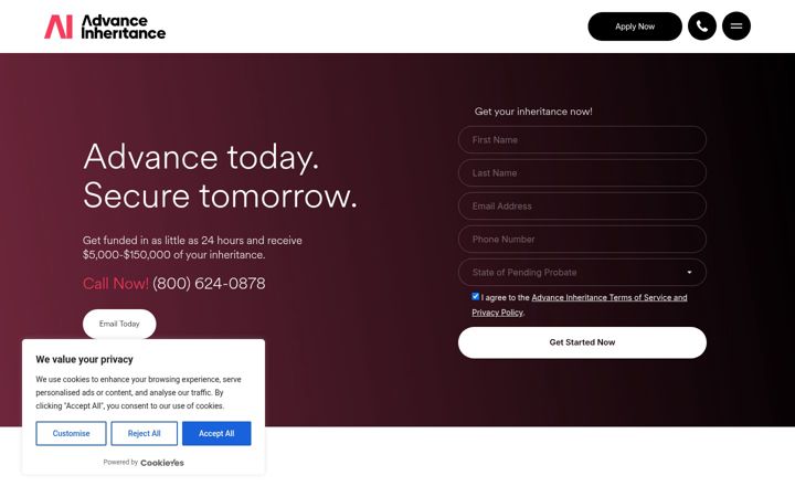 Ekrano kopija advanceinheritance.com