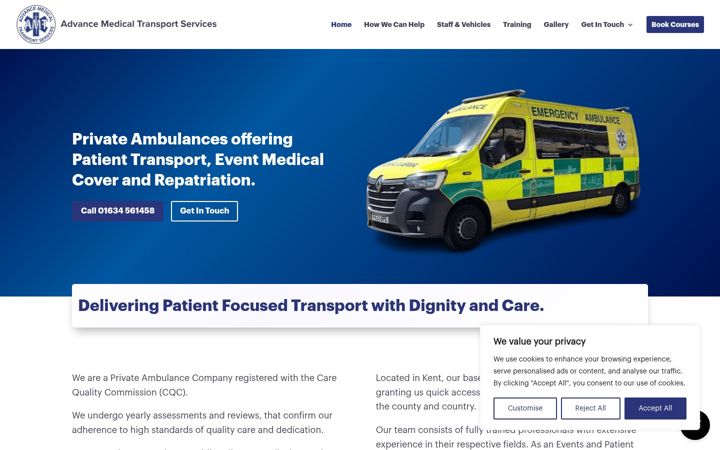Screenshot von advancemedicaltransportservices.co.uk