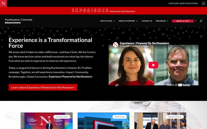 Screenshot von advancement.northeastern.edu