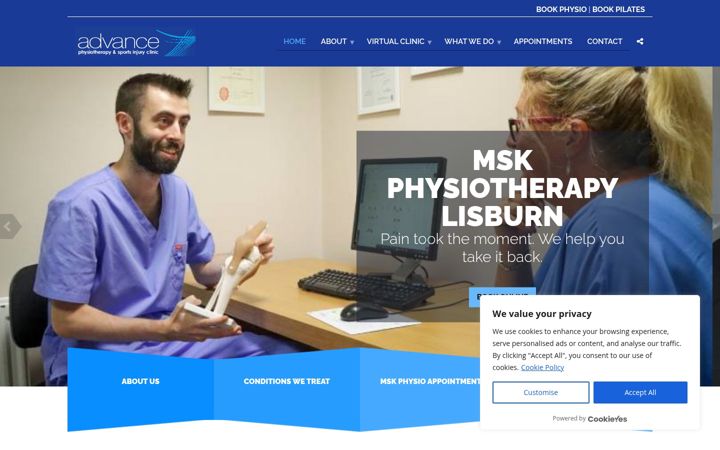 Screenshot of advancephysio.biz
