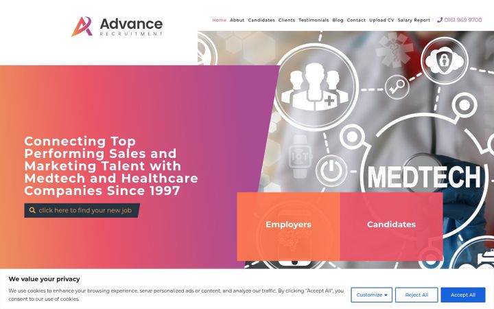 Screenshot of advancerecruitment.net