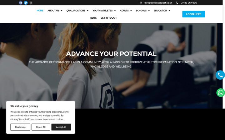 Snimka zaslona za advancesport.co.uk