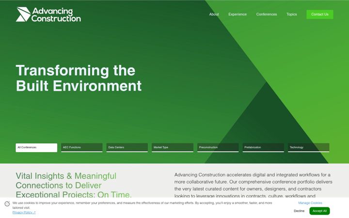 Ekrano kopija advancingconstruction.com