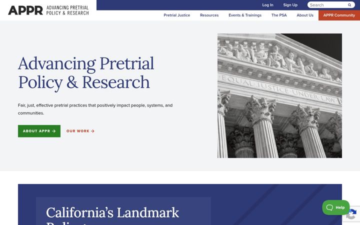 Screenshot of advancingpretrial.org