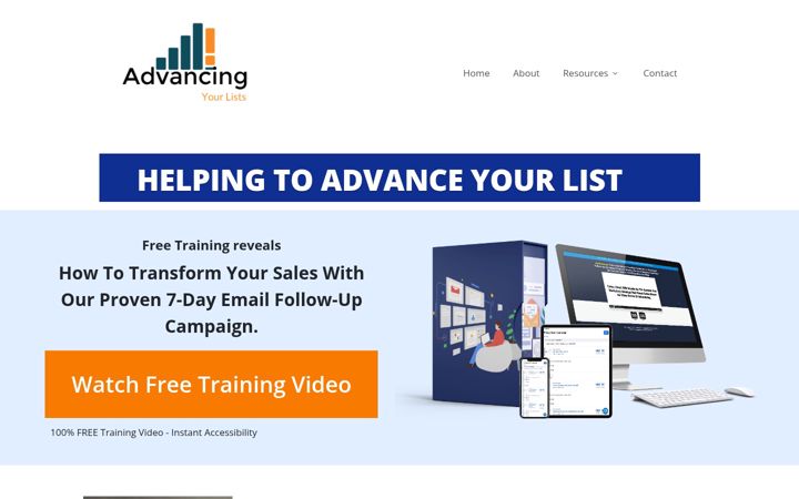 Screenshot of advancingyourlists.com