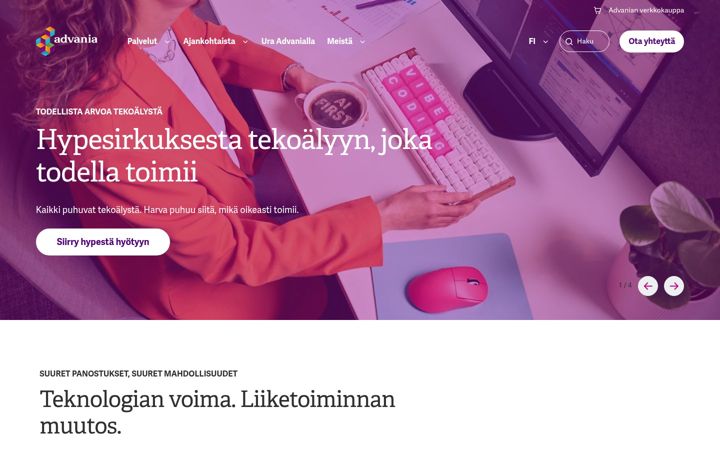 Screenshot of advania.fi