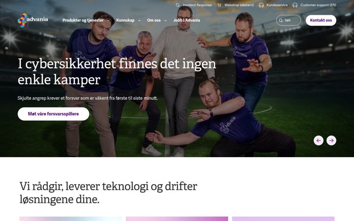 Skærmbillede af advania.no