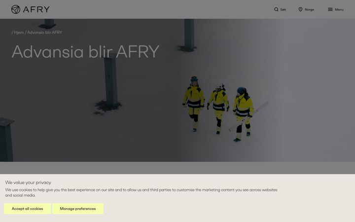 Skærmbillede af advansia.no