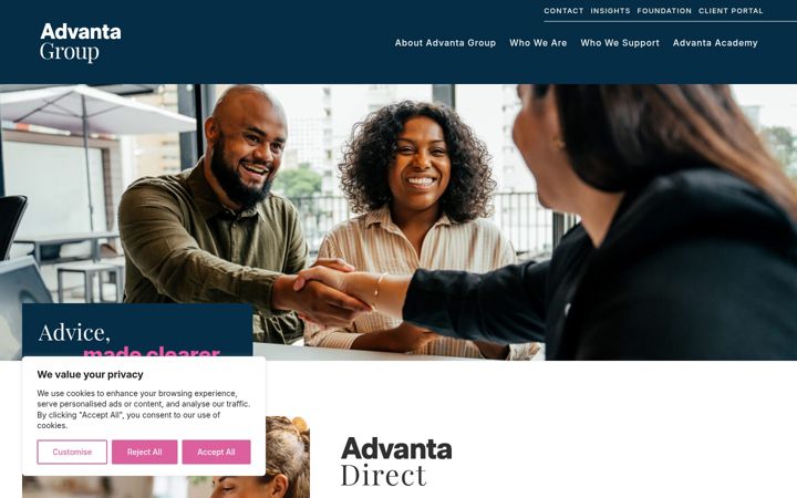 Screenshot of advantadirect.co.uk