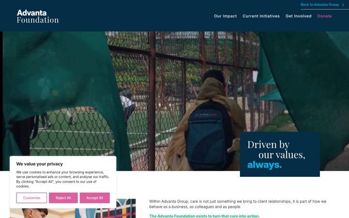 Screenshot of advantafoundation.org.uk