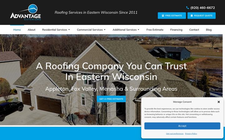Screenshot di advantageexteriorsllc.com