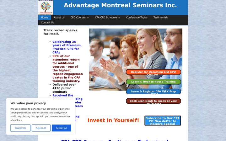 Screenshot di advantagemontrealseminars.com