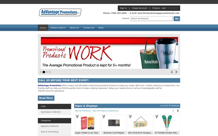 Screenshot di advantagepromotionsllc.com
