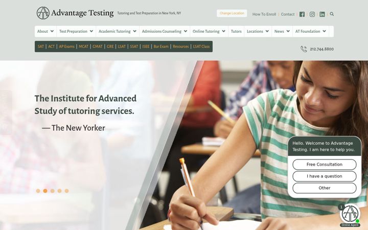 Screenshot ta' advantagetesting.com