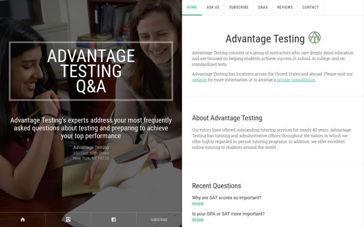 Screenshot of advantagetesting.info