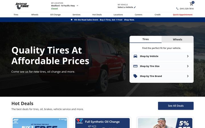 Screenshot ta' advantagetireor.com
