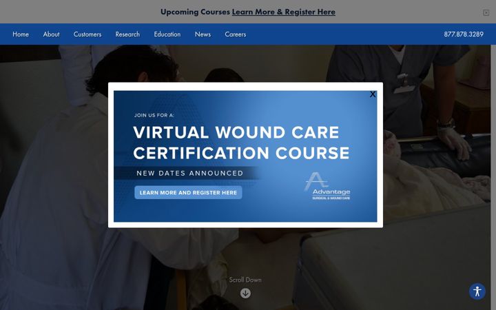 Screenshot of advantagewoundcare.org