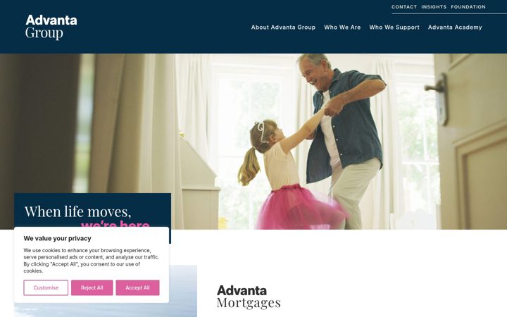 Screenshot of advantamortgages.co.uk