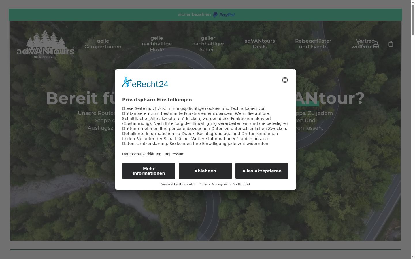 Screenshot of the consent banner shown before any interaction