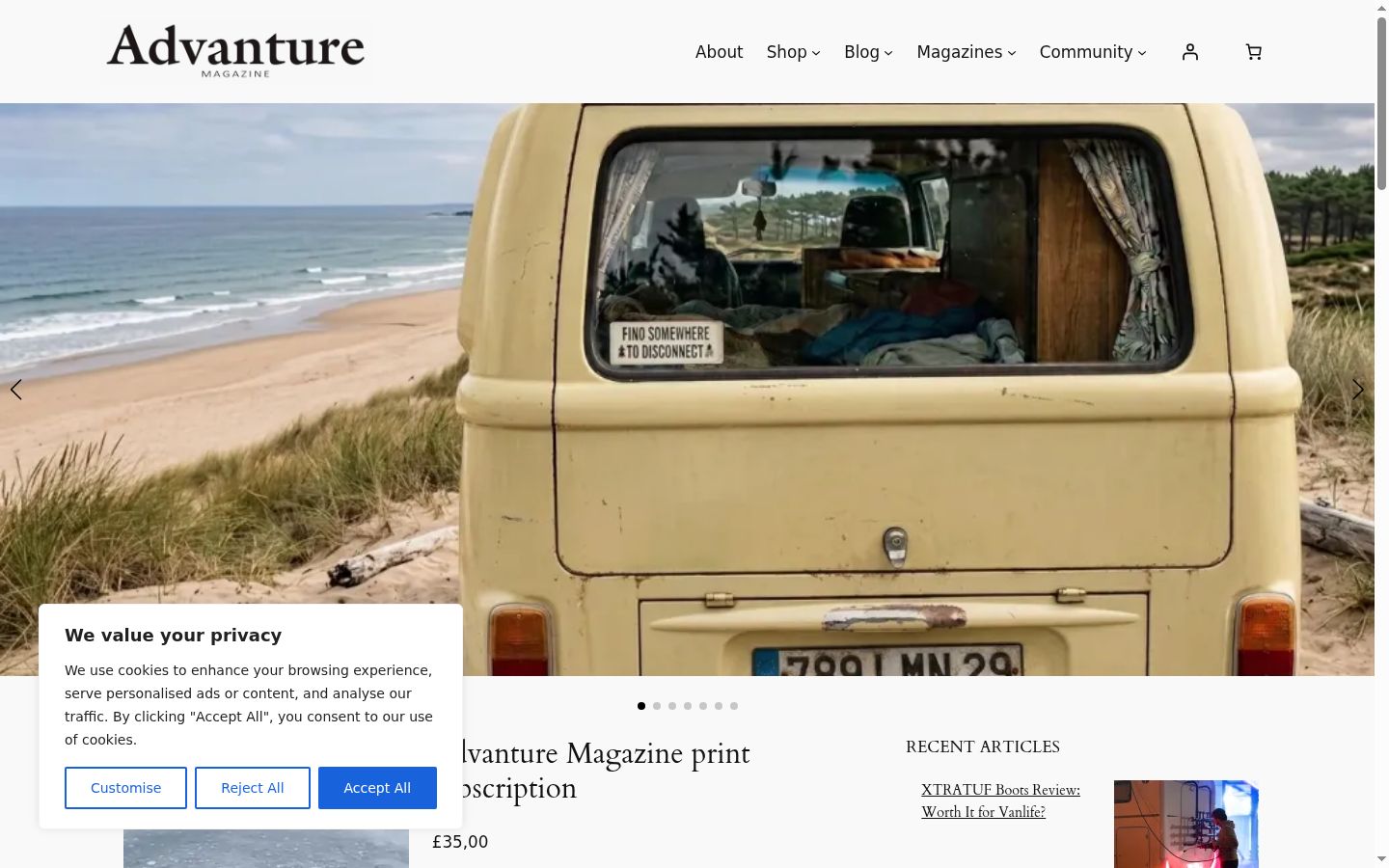 Screenshot of the consent banner shown before any interaction