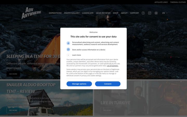 Snímek obrazovky advanywhere.com