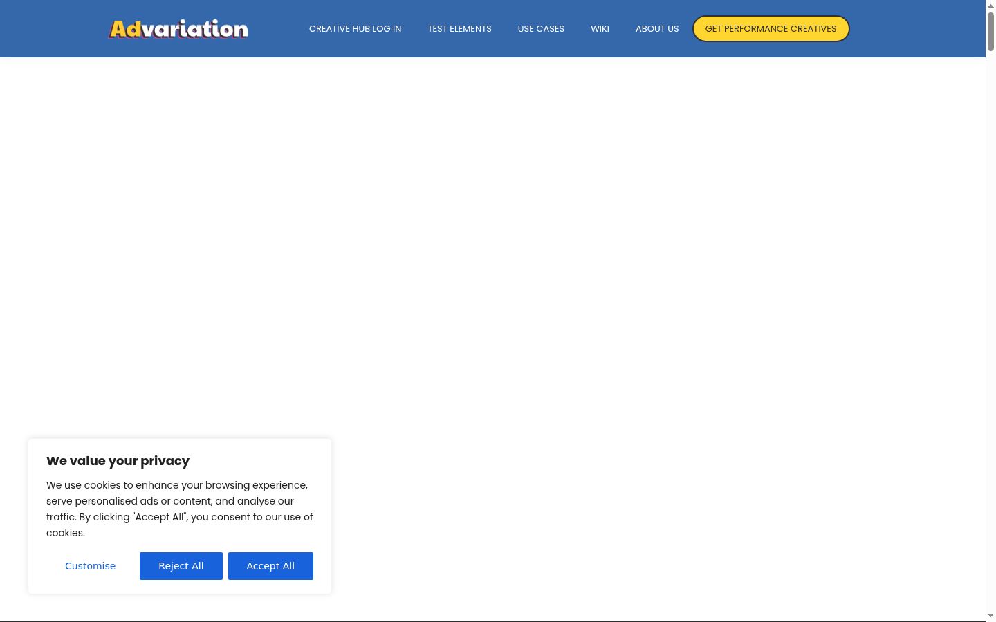 Screenshot of the consent banner shown before any interaction