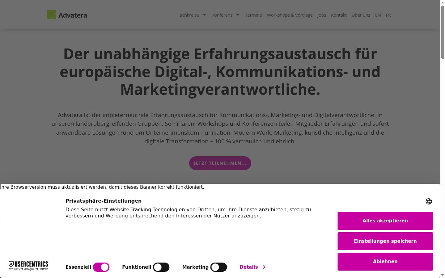 Screenshot tal-banner tal-kunsens muri qabel kwalunkwe interazzjoni