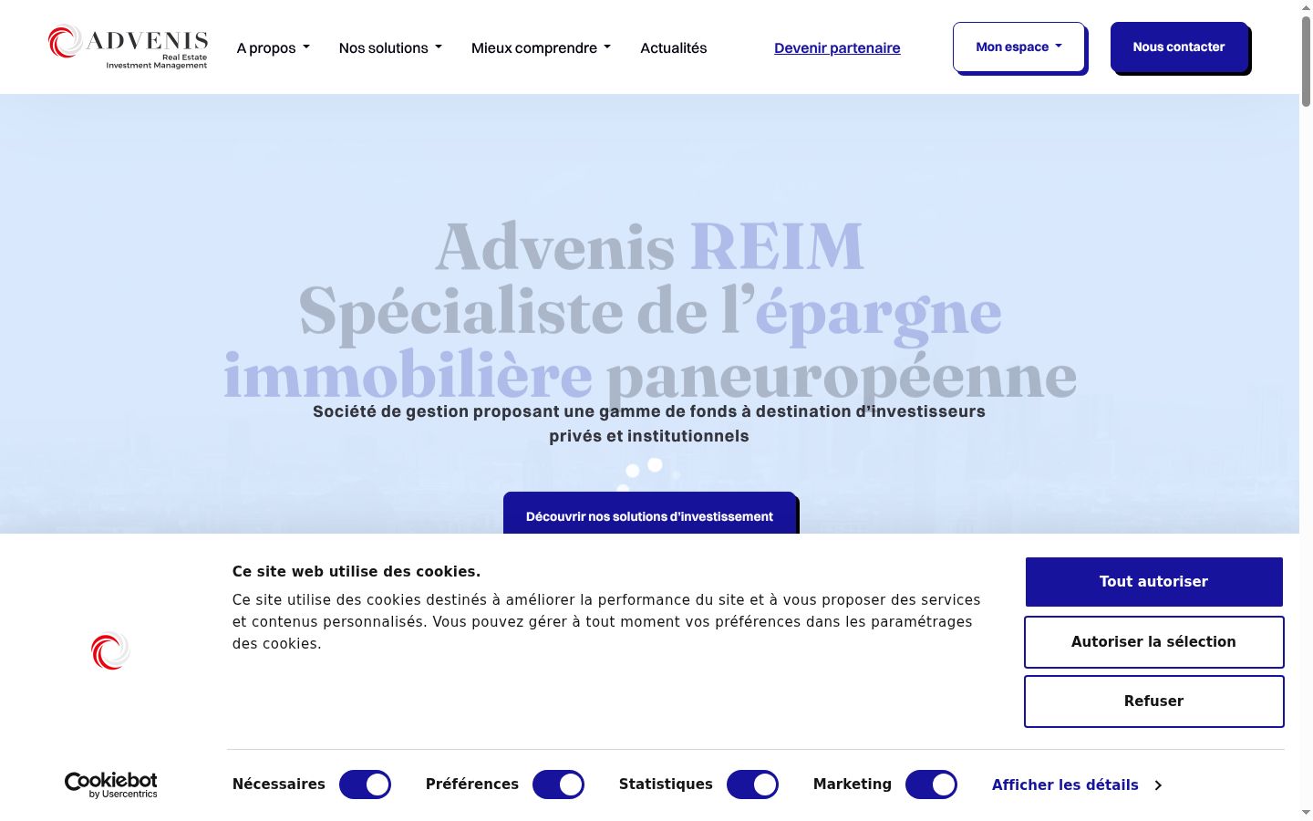 Screenshot of the consent banner shown before any interaction