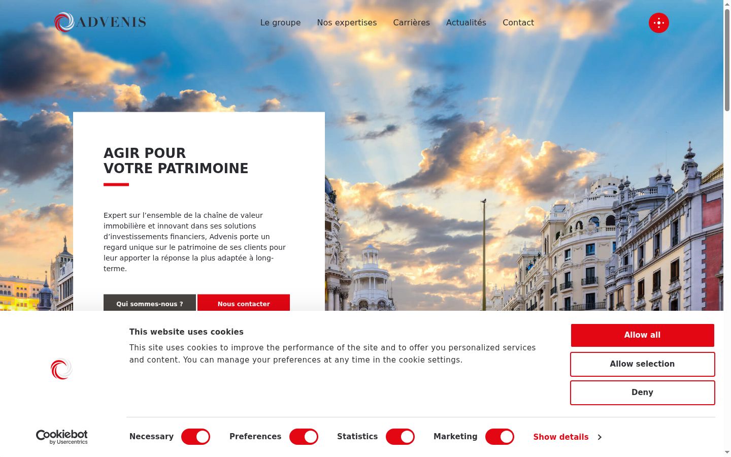 Screenshot of the consent banner shown before any interaction