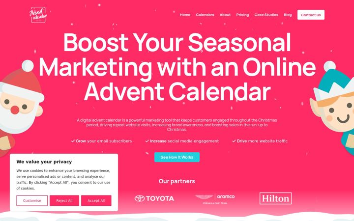 Screenshot of adventcalendaronline.com