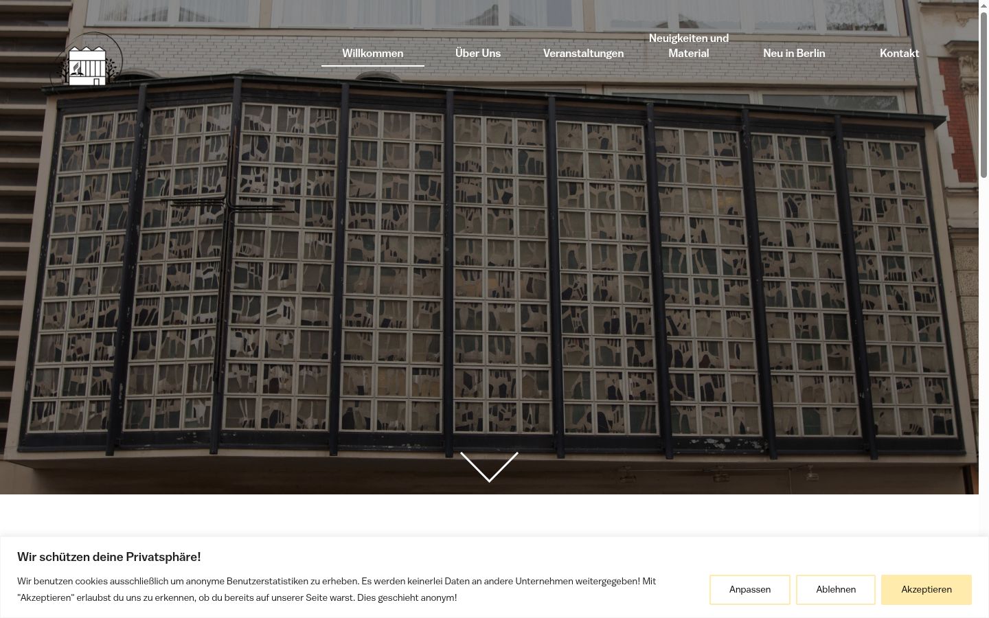 Screenshot des Einwilligungsbanners vor jeglicher Interaktion