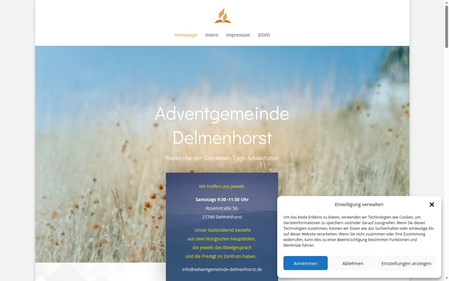 Screenshot des Einwilligungsbanners vor jeglicher Interaktion