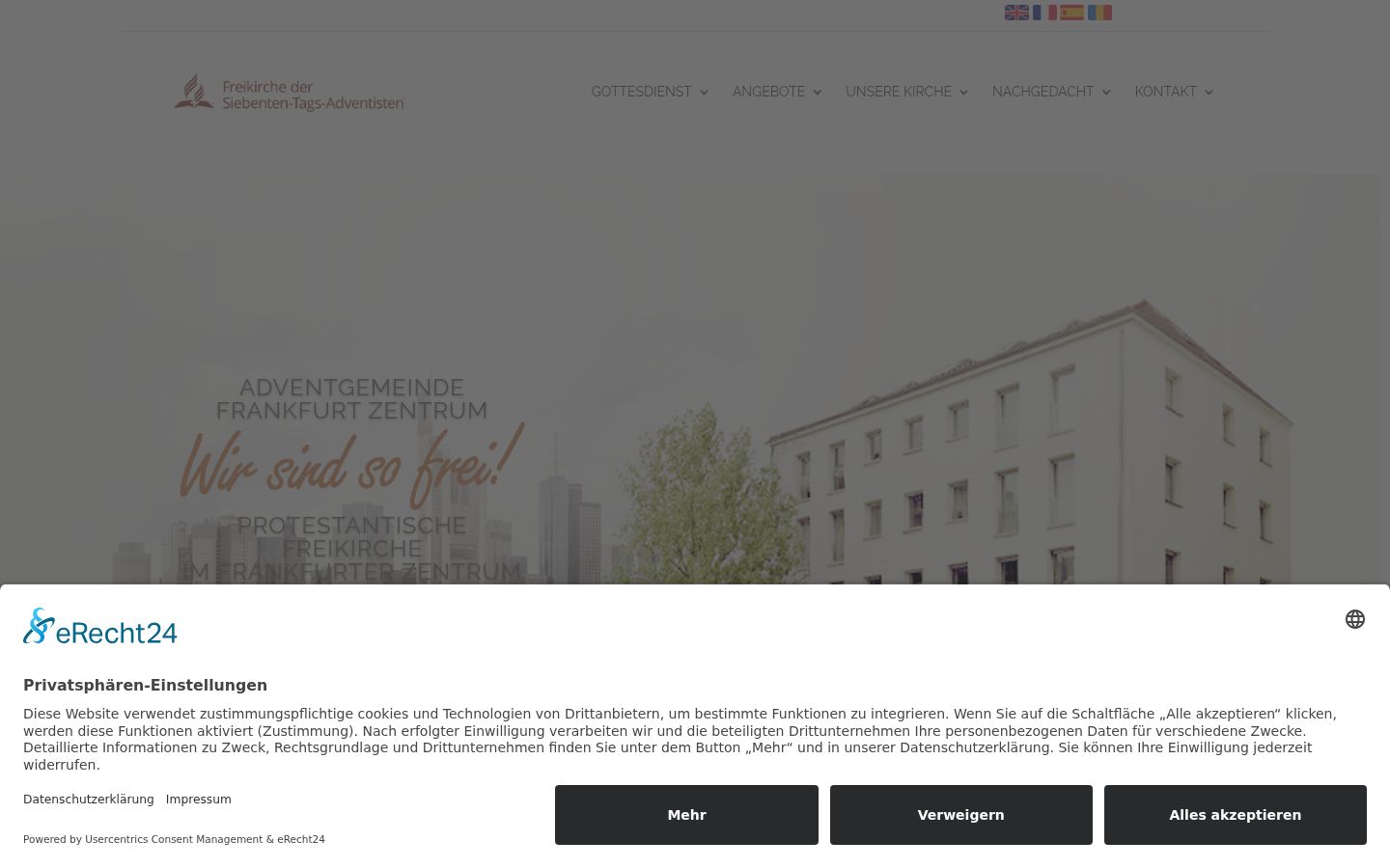 Screenshot des Einwilligungsbanners vor jeglicher Interaktion