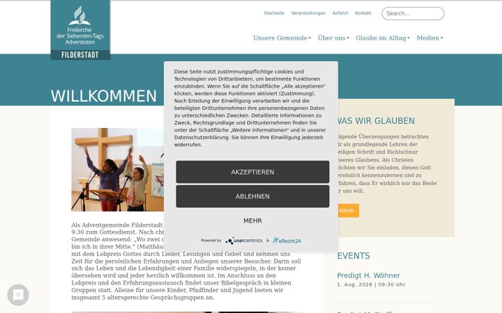 Screenshot von adventgemeinde-filderstadt.de