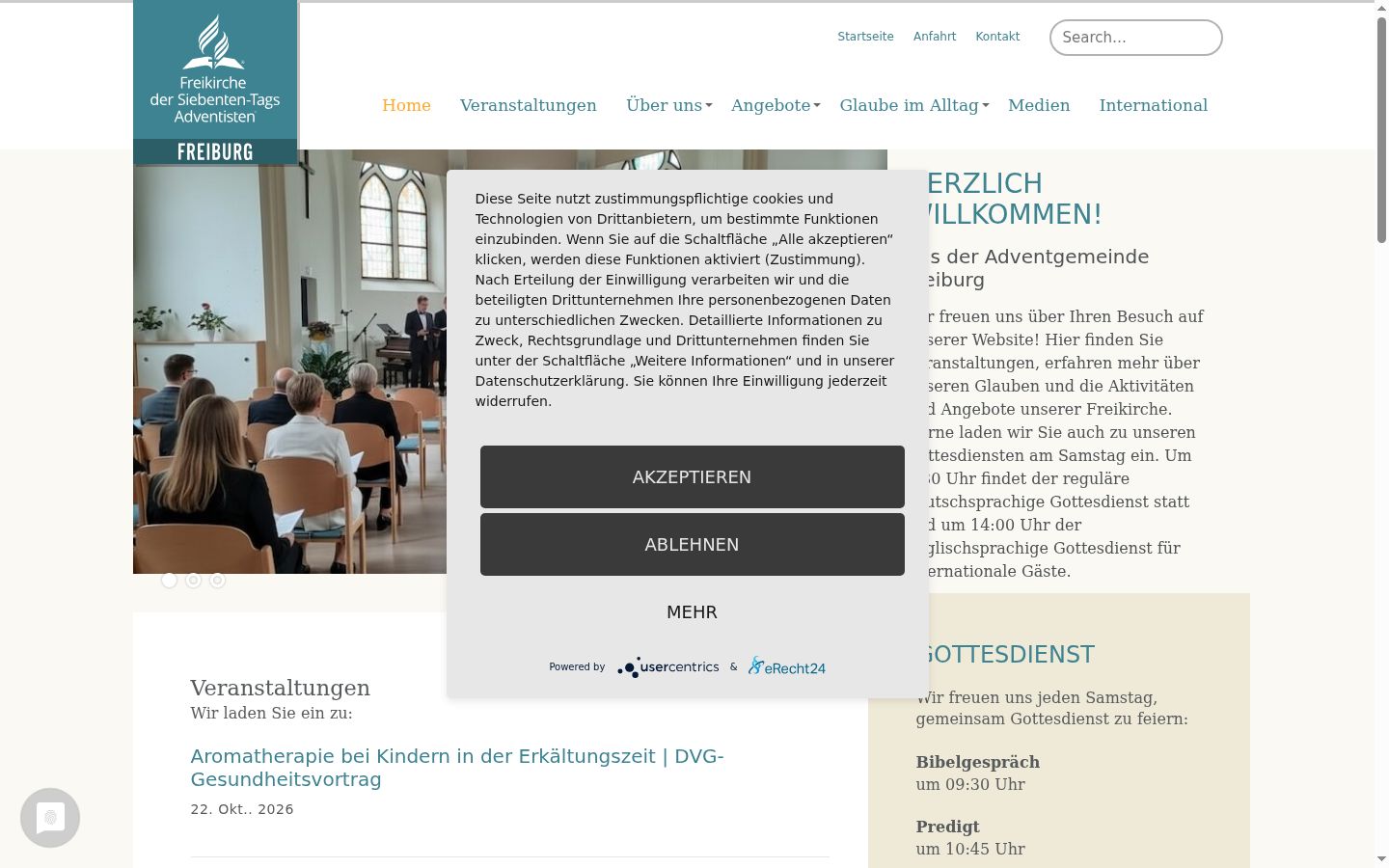 Screenshot des Einwilligungsbanners vor jeglicher Interaktion