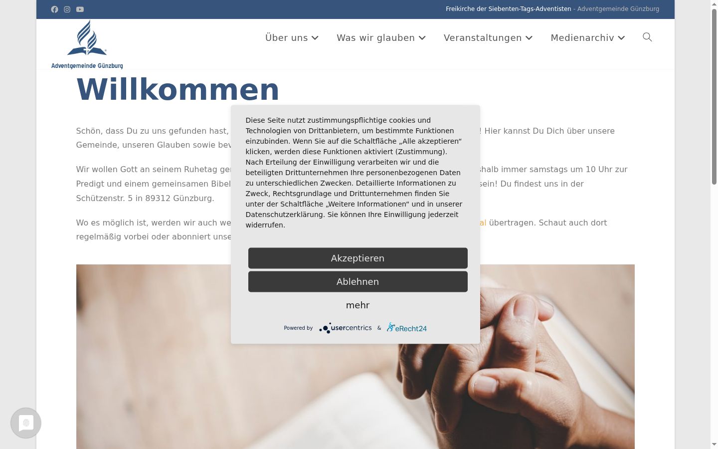 Screenshot tal-banner tal-kunsens muri qabel kwalunkwe interazzjoni