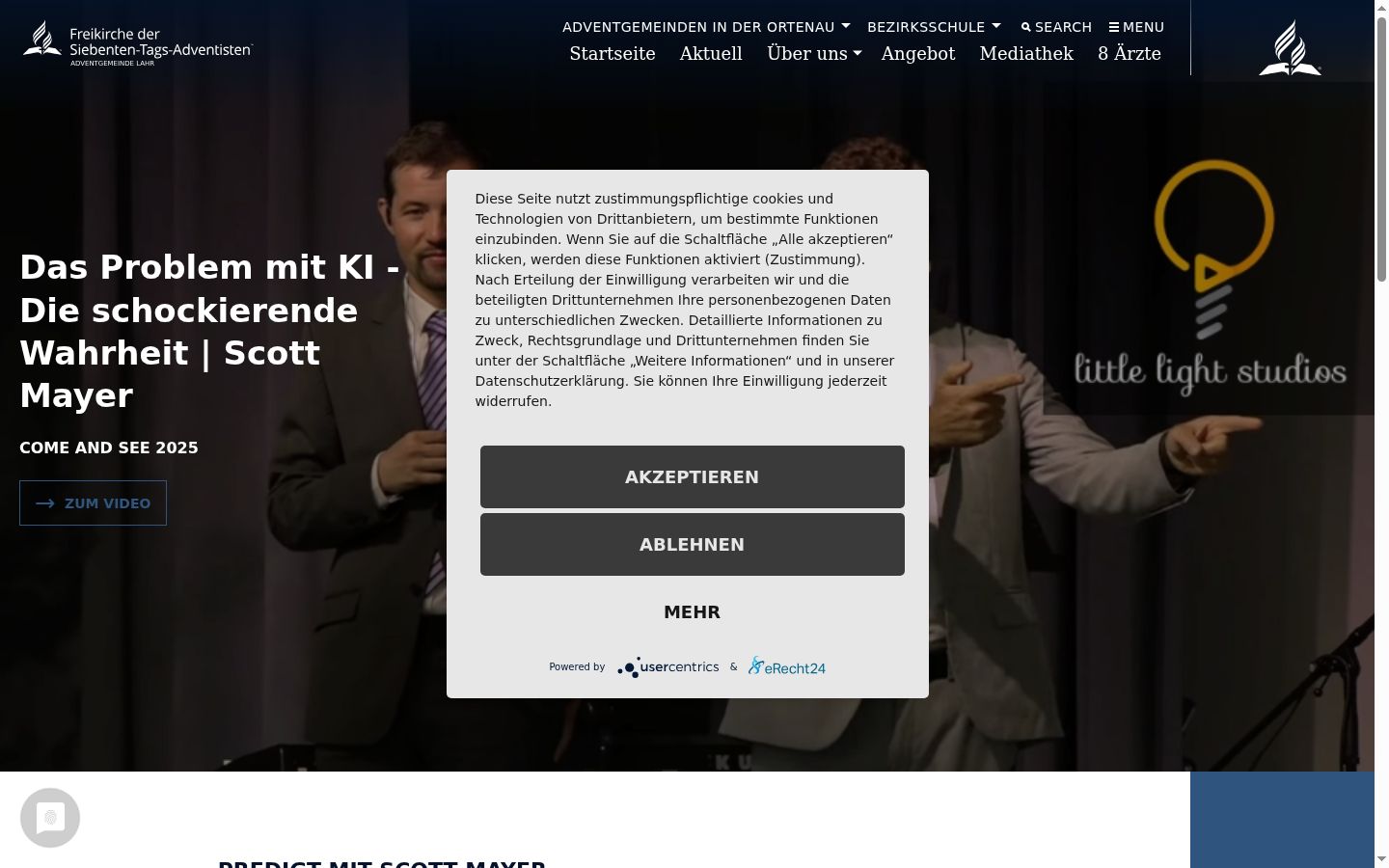 Capture d'écran de la bannière de consentement affichée avant toute interaction