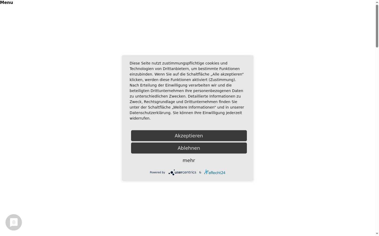 Captura de ecrã do banner de consentimento apresentado antes de qualquer interação