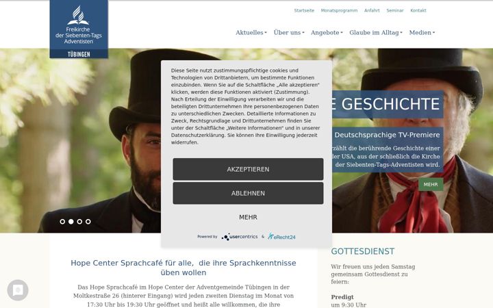 Screenshot of adventgemeinde-tuebingen.de