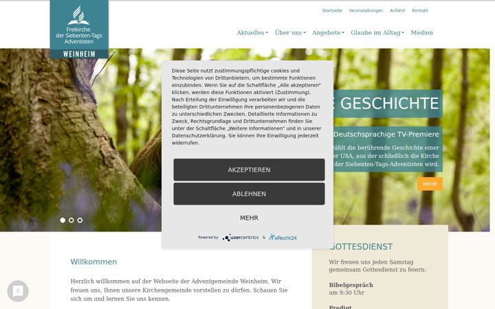 Screenshot of adventgemeinde-weinheim.de