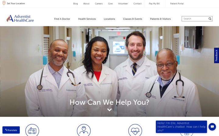 Screenshot of adventisthealthcare.com