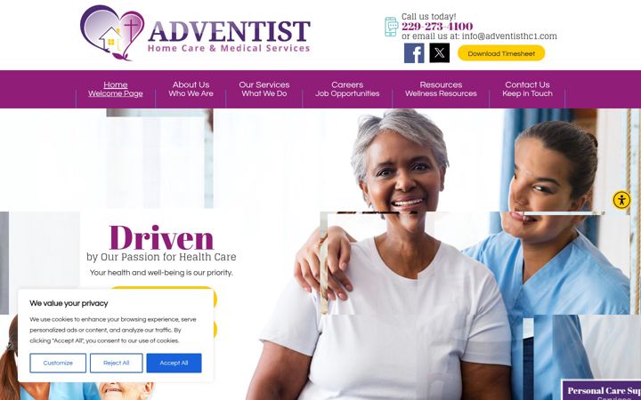 Posnetek zaslona adventisthomecare1.com