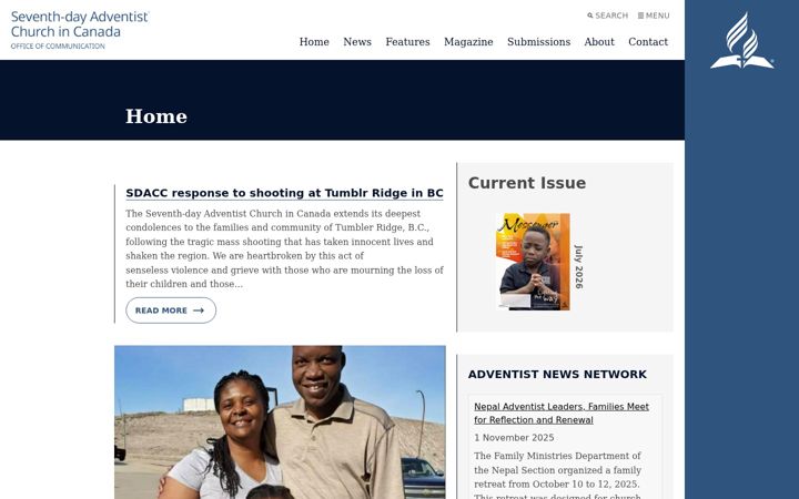 Screenshot of adventistmessenger.ca