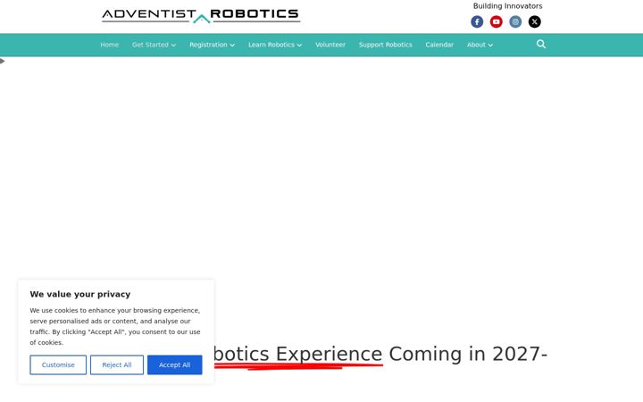 Screenshot stránky adventistrobotics.net