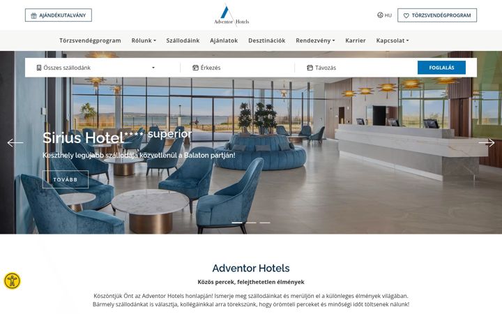 Capture d'écran de adventorhotels.hu