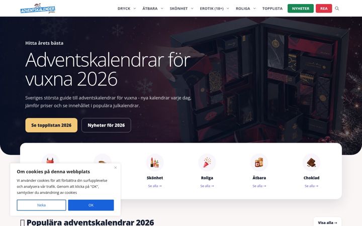 Captura de ecrã de adventskalenderguiden.se