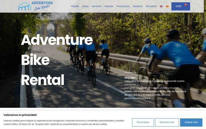 Snímek obrazovky adventure-bikerental.com