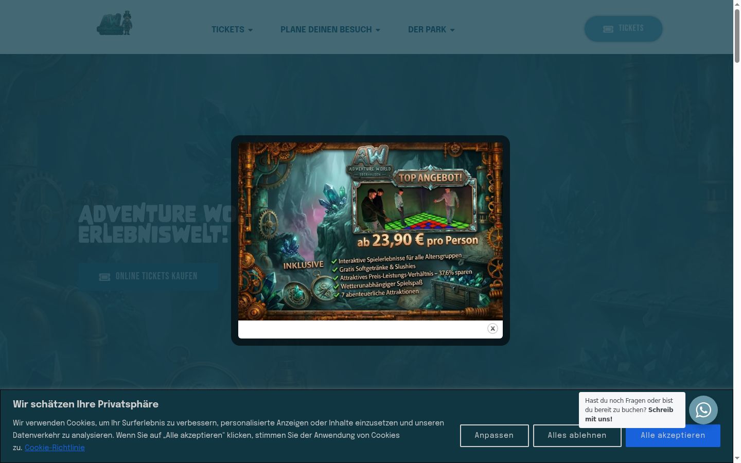 Screenshot of the consent banner shown before any interaction